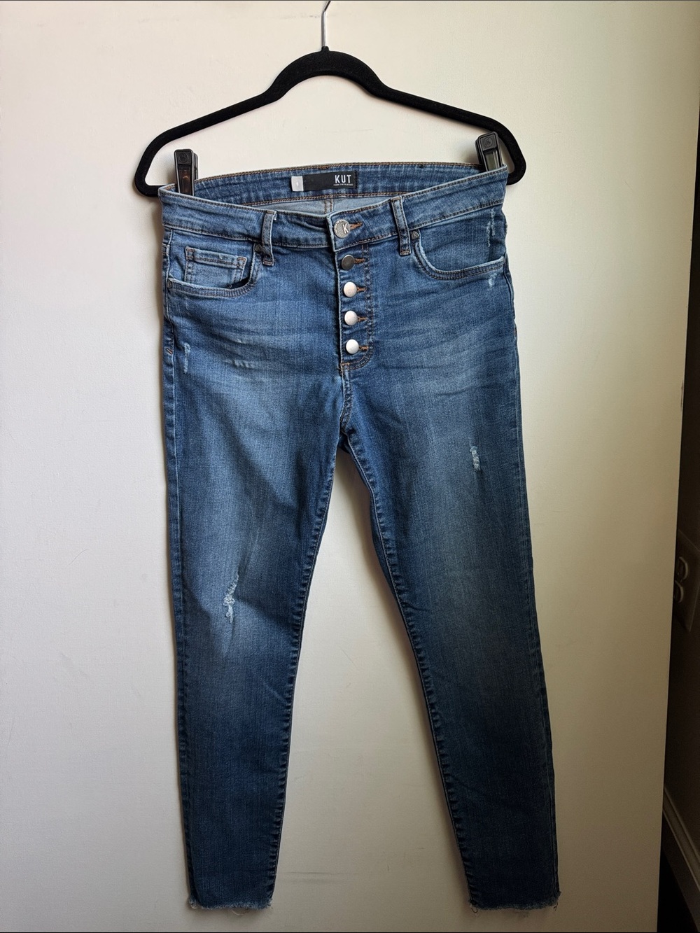 Kut from the Kloth Women's High-Rise Button-Fly Skinny Jeans - Faded Blue